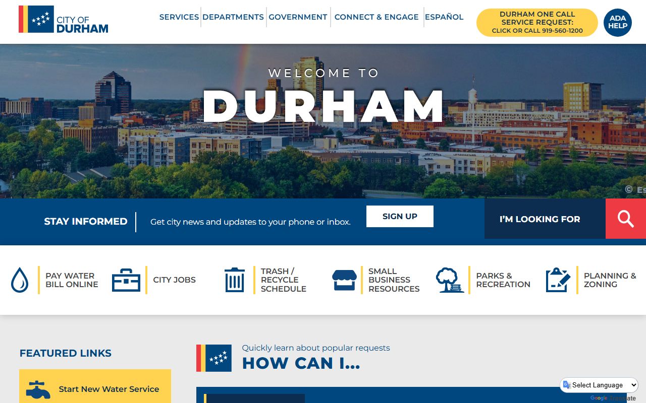 City of Durham website for marriage records information