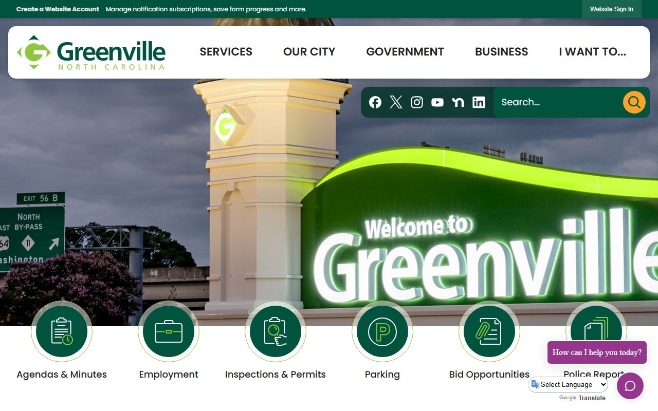 City of Greenville website for marriage records information