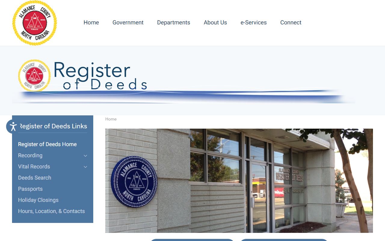 Alamance County Register of Deeds official website for marriage records