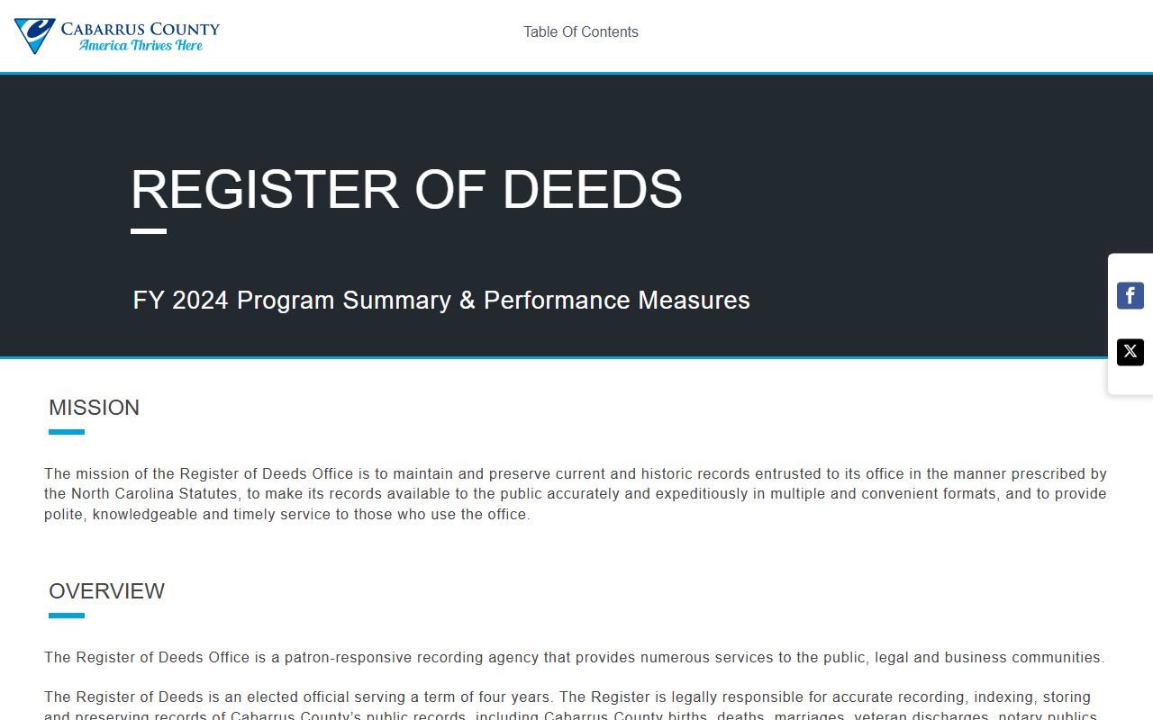 Cabarrus County government performance information for marriage records