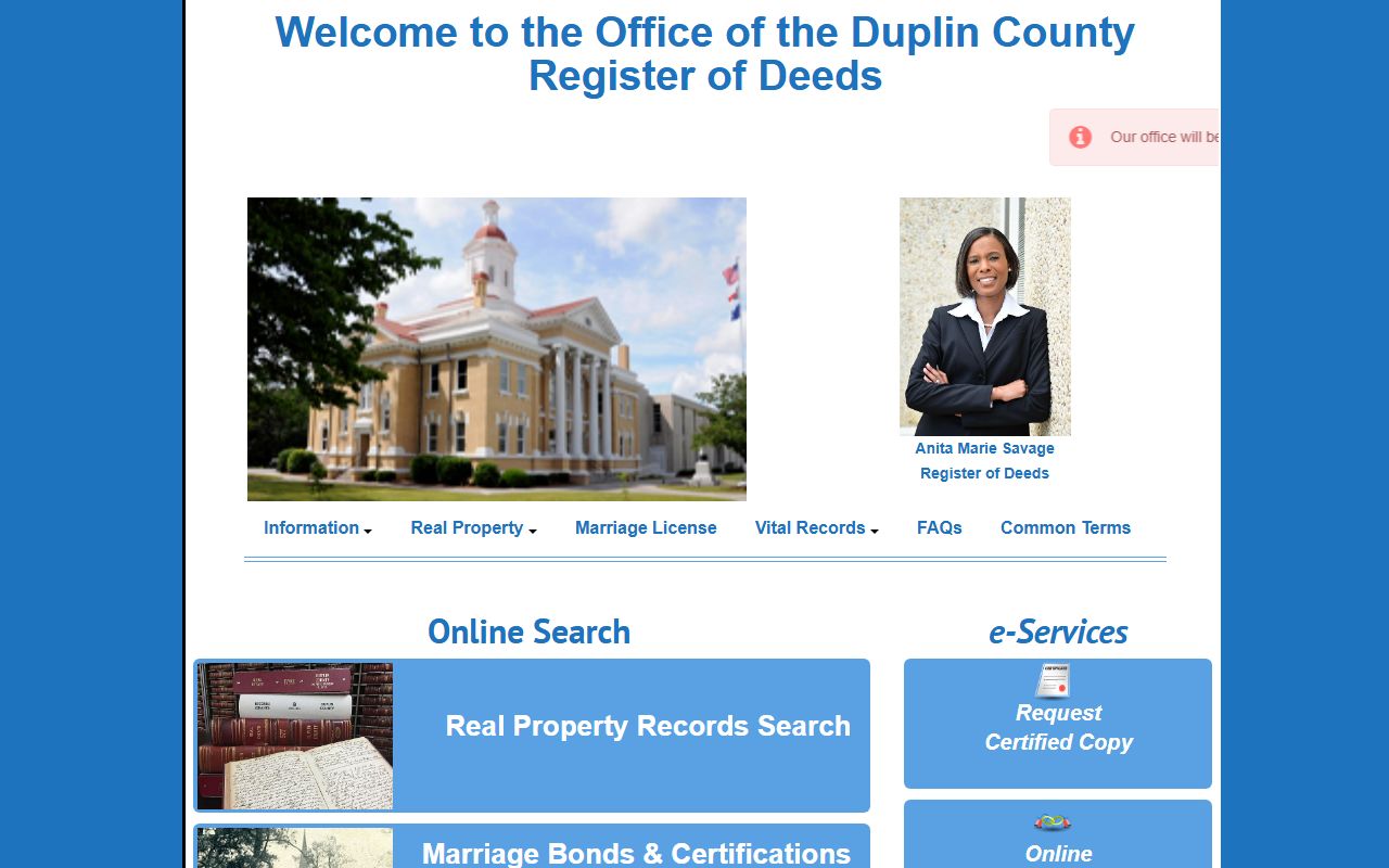 Duplin County direct database access for marriage records search