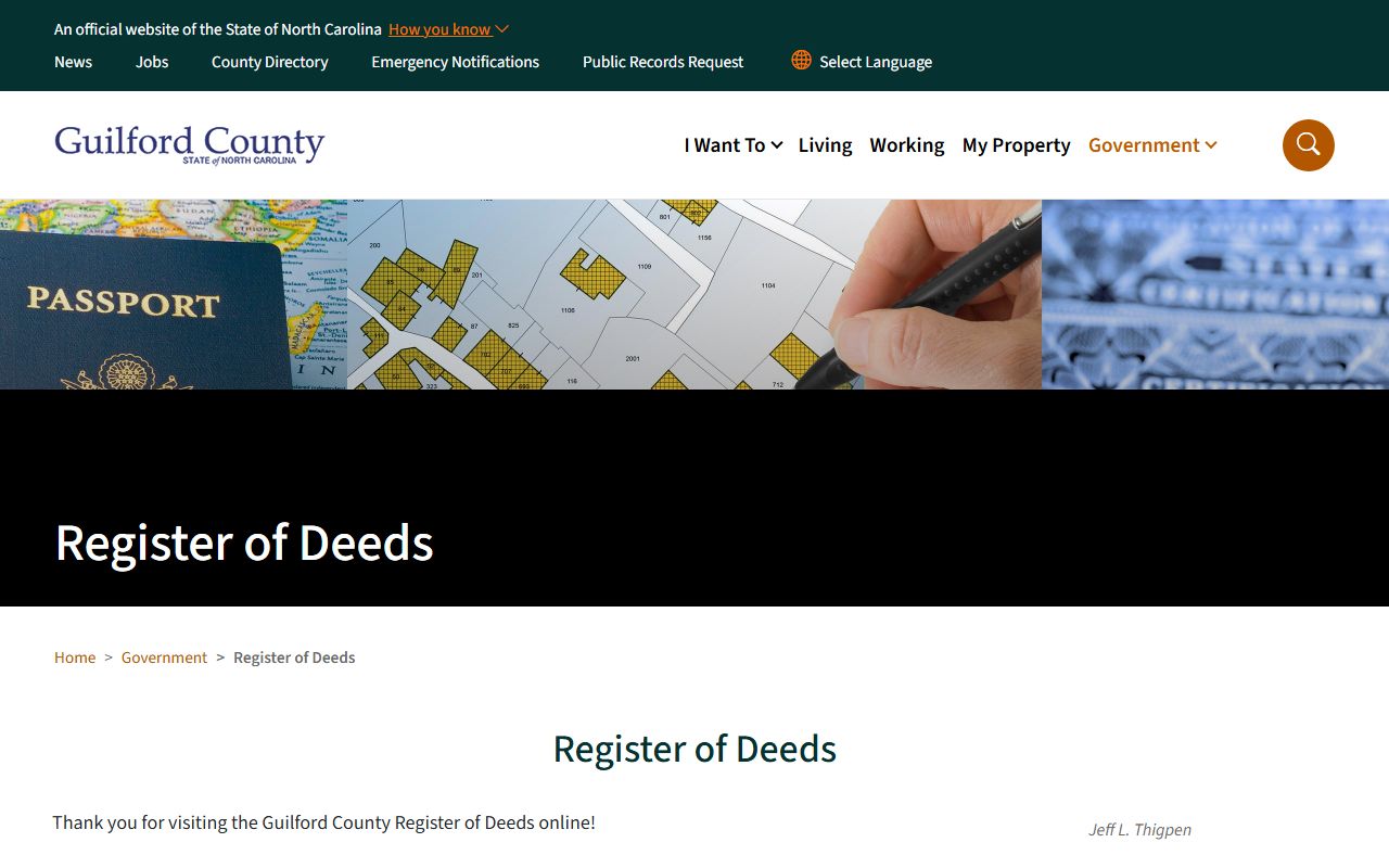 Guilford County Register of Deeds official website for marriage records in Greensboro