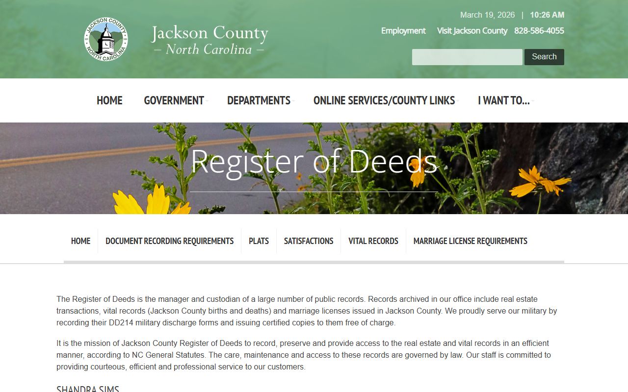 Jackson County Register of Deeds official home page for Jackson County marriage records