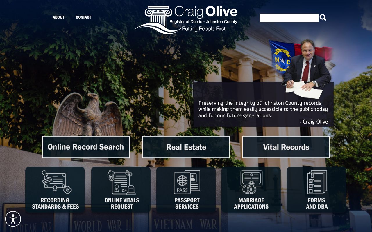 Johnston County Register of Deeds official page for Johnston County marriage records