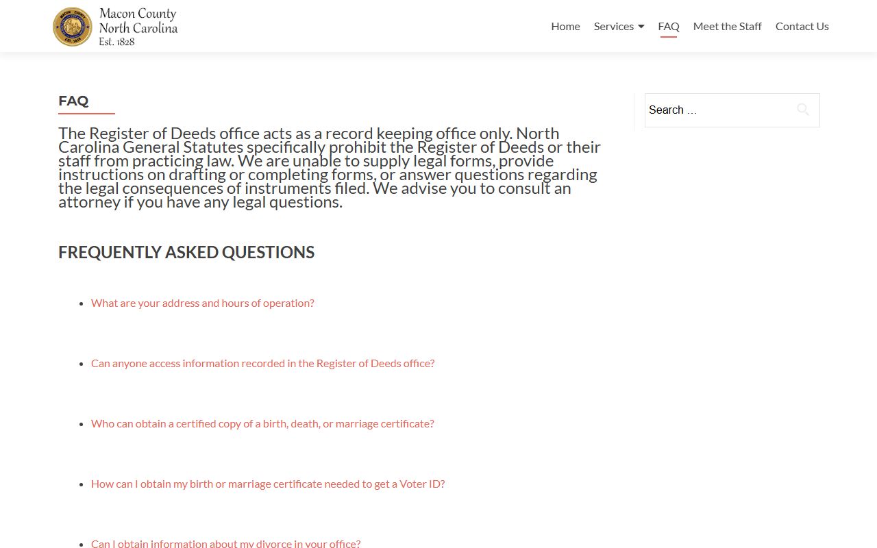 Macon County Register of Deeds frequently asked questions