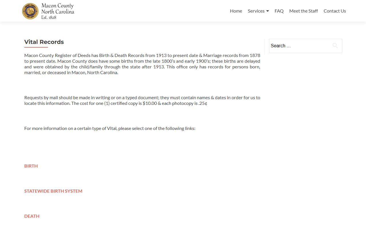 Macon County vital records and marriage certificate requests