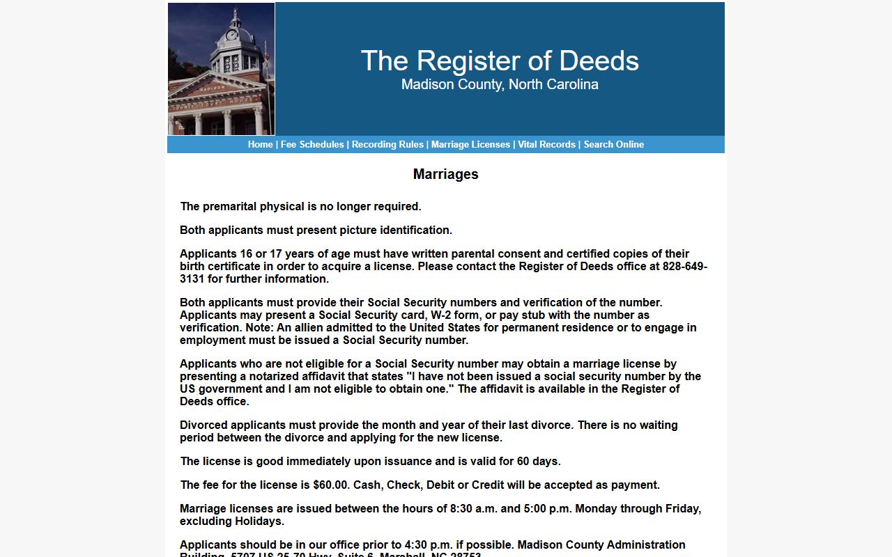 Madison County marriage license requirements and application process