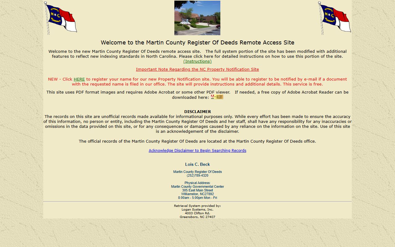 Martin County Register of Deeds for Martin County marriage records