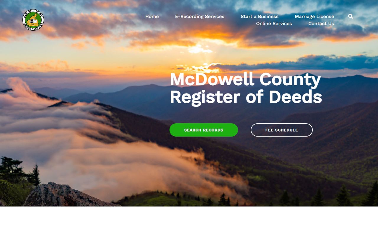 McDowell County Register of Deeds official website for marriage records