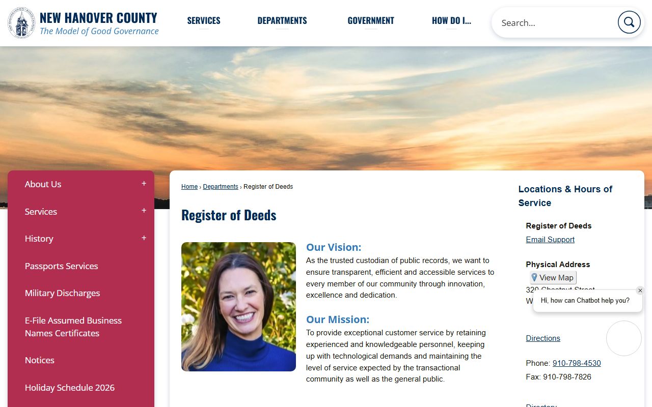 New Hanover County Register of Deeds office locations and hours