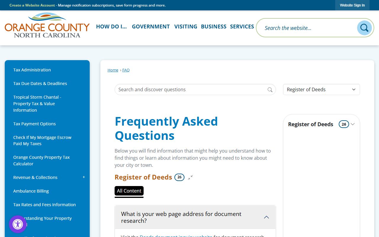 Orange County Register of Deeds frequently asked questions about marriage licenses