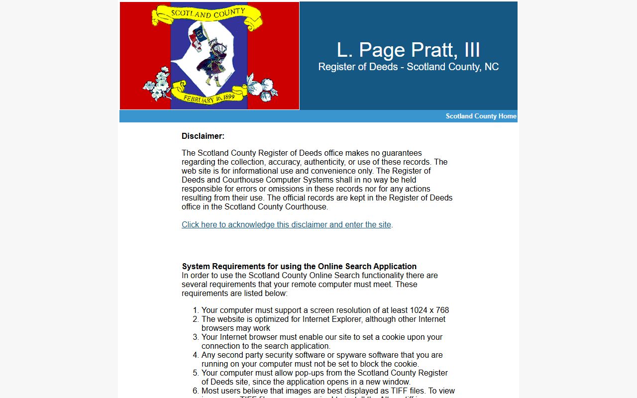 Scotland County online records portal for Scotland County marriage records
