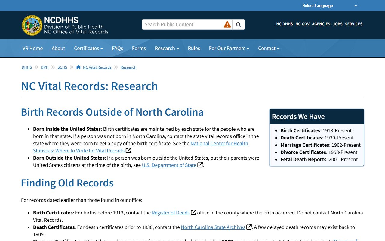 North Carolina vital records research portal for Avery County marriage records
