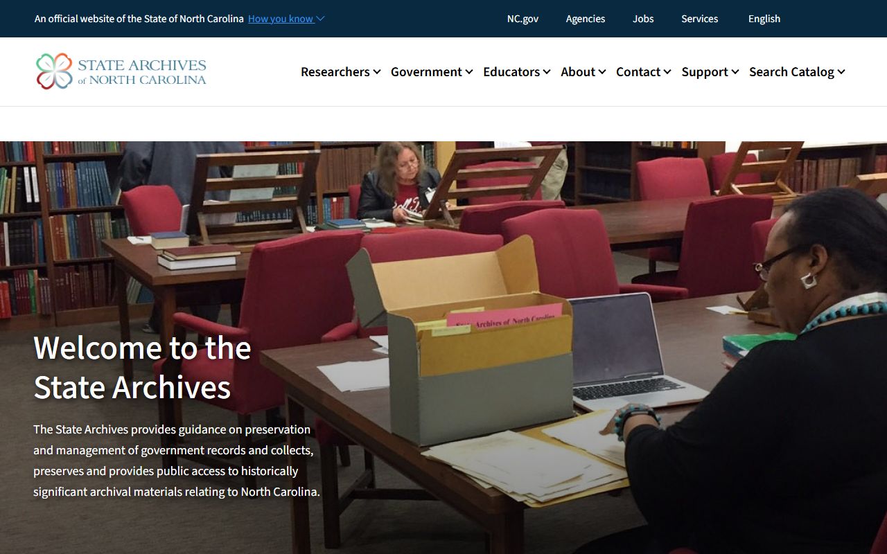 North Carolina State Archives for historical marriage records